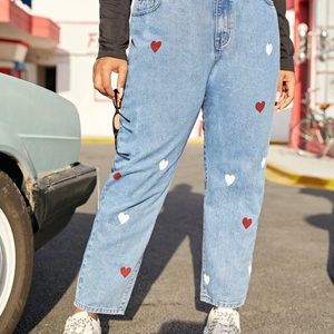 Plus Heart Print Jeans ❤️🤍
